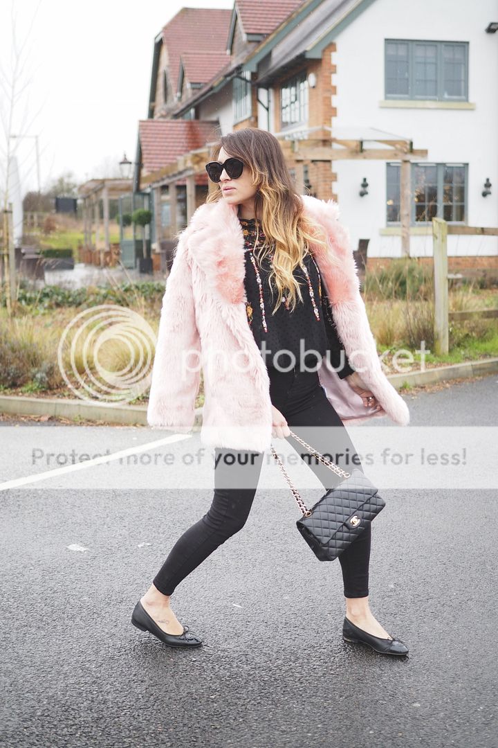 Pink Marshmallow Coat and this Floral Strings Embroidered Sheer Top in